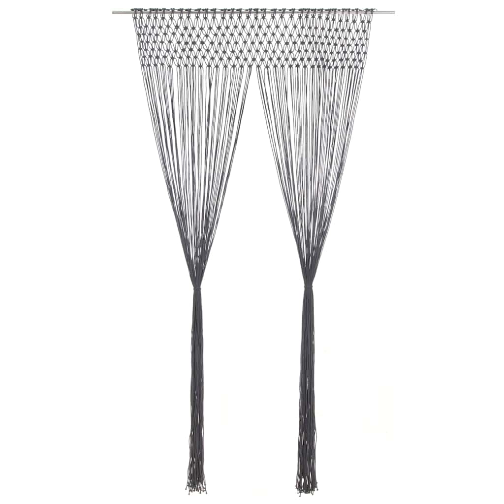 Vidaxl Curtain Macramé 140x240 cm bawełniany antracyt