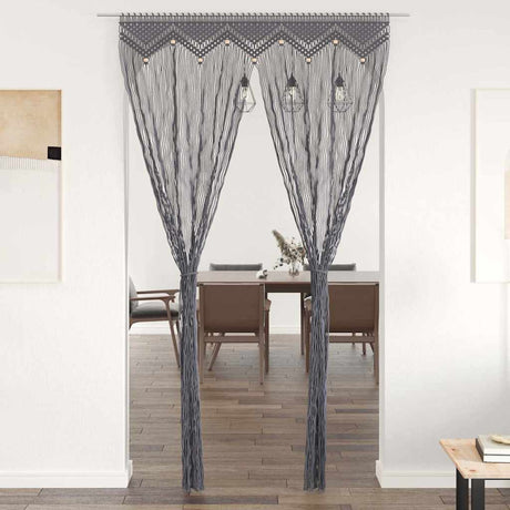 Vidaxl Curtain Macramé 140x240 cm bawełniany antracyt