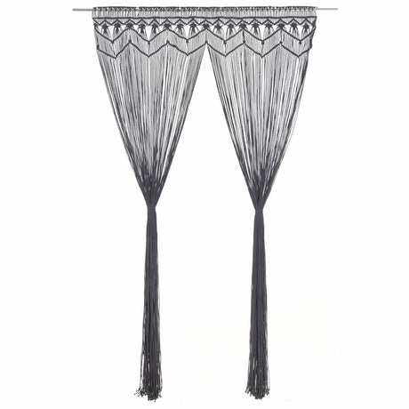 Vidaxl Curtain Macramé 140x240 cm bawełniany antracyt