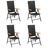Vidaxl opklapbare stoelen, 4 stuks, van polyrotan, zwart.
