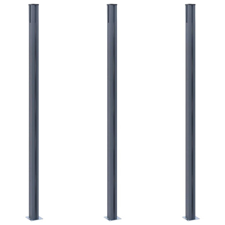 Vidaxl Fence Posts 3 ST 185 cm aluminium ciemnoszary