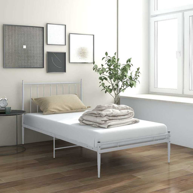 Vidaxl bedframe metaal wit 90x200 cm