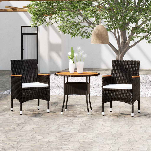 Vidaxl 3-delige tuinset poly rattan zwart