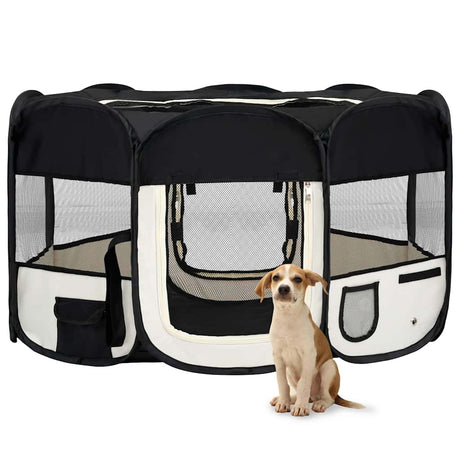 Vidaxl Dog Ren Składany z torbą na nośnik 145x145x61 cm czarny