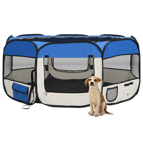 Vidaxl Dog Ren Folbumble z torbą nośną 145x145x61 cm niebieski