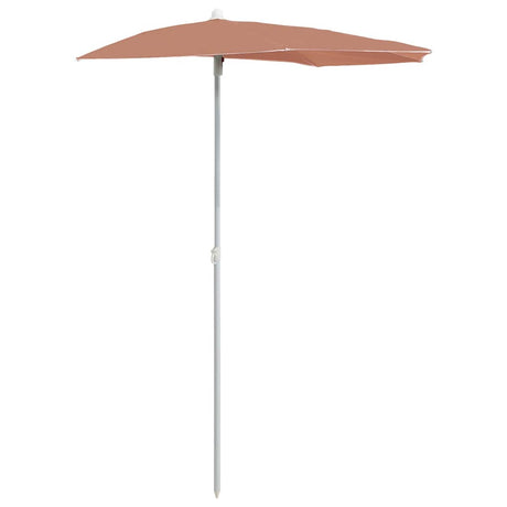 Połówka parasola Vidaxl ze słupkiem 180x90 cm w kolorze terakoty