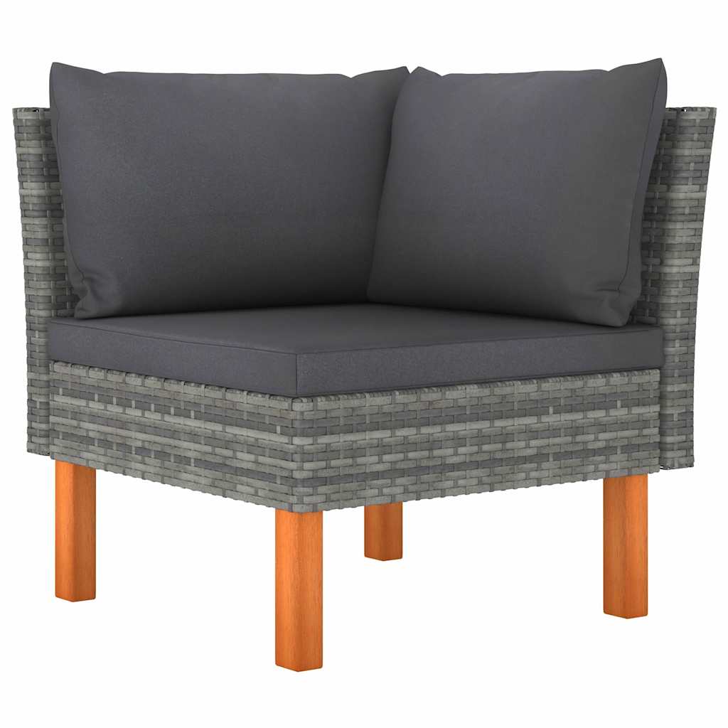 Vidaxl hoekbank poly rattan en massief eucalyptushout