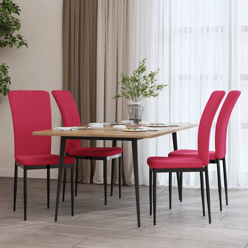 Vidaxl eetkamerstoelen 4 st fluweel wijnrood