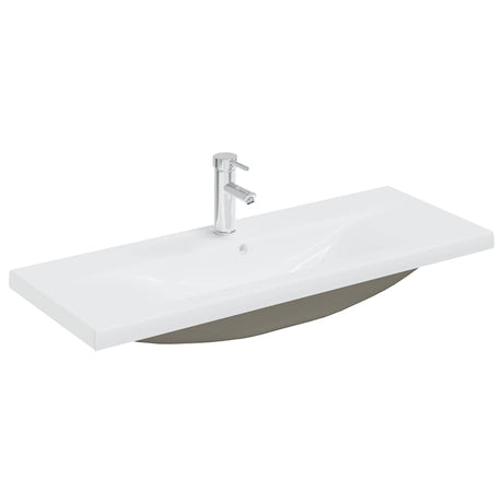 Vidaxl Zbudowany stół do mycia z kranem 101x39x18 cm ceramiczny biały