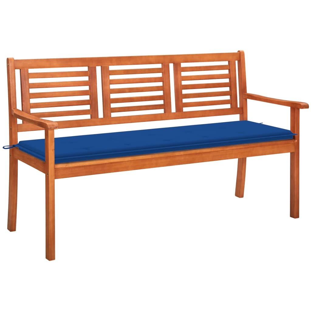 Vidaxl tuinbank 3-zits met kussen 150 cm massief eucalyptushout