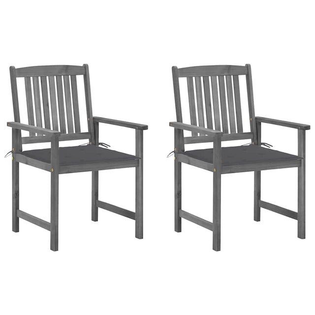 Vidaxl tuinstoelen 2 st met kussens massief acaciahout grijs
