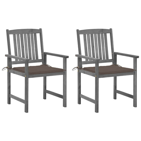 Vidaxl tuinstoelen 2 st met kussens massief acaciahout grijs