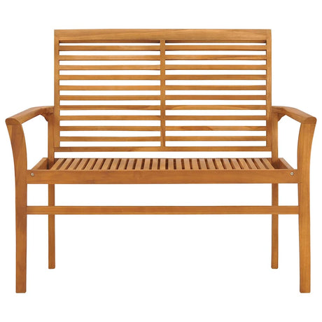 Vidaxl tuinbank met rood geruit kussen 112 cm massief teakhout