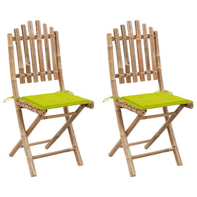 Vidaxl tuinstoelen 2 st inklapbaar met kussens bamboe