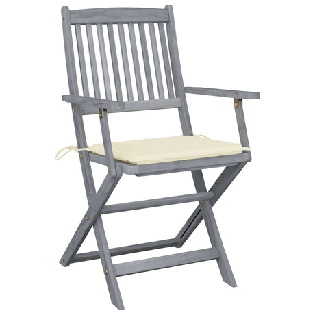 Vidaxl set van 2 klapstoelen met kussens, gemaakt van massief acaciahout.