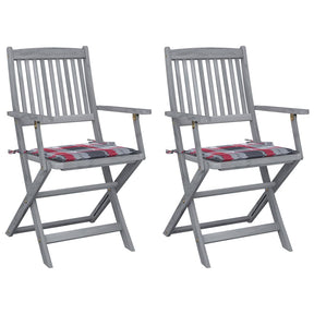 Vidaxl tuinstoelen 2 st inklapbaar met kussens massief acaciahout
