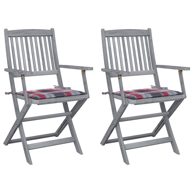 Vidaxl tuinstoelen 2 st inklapbaar met kussens massief acaciahout
