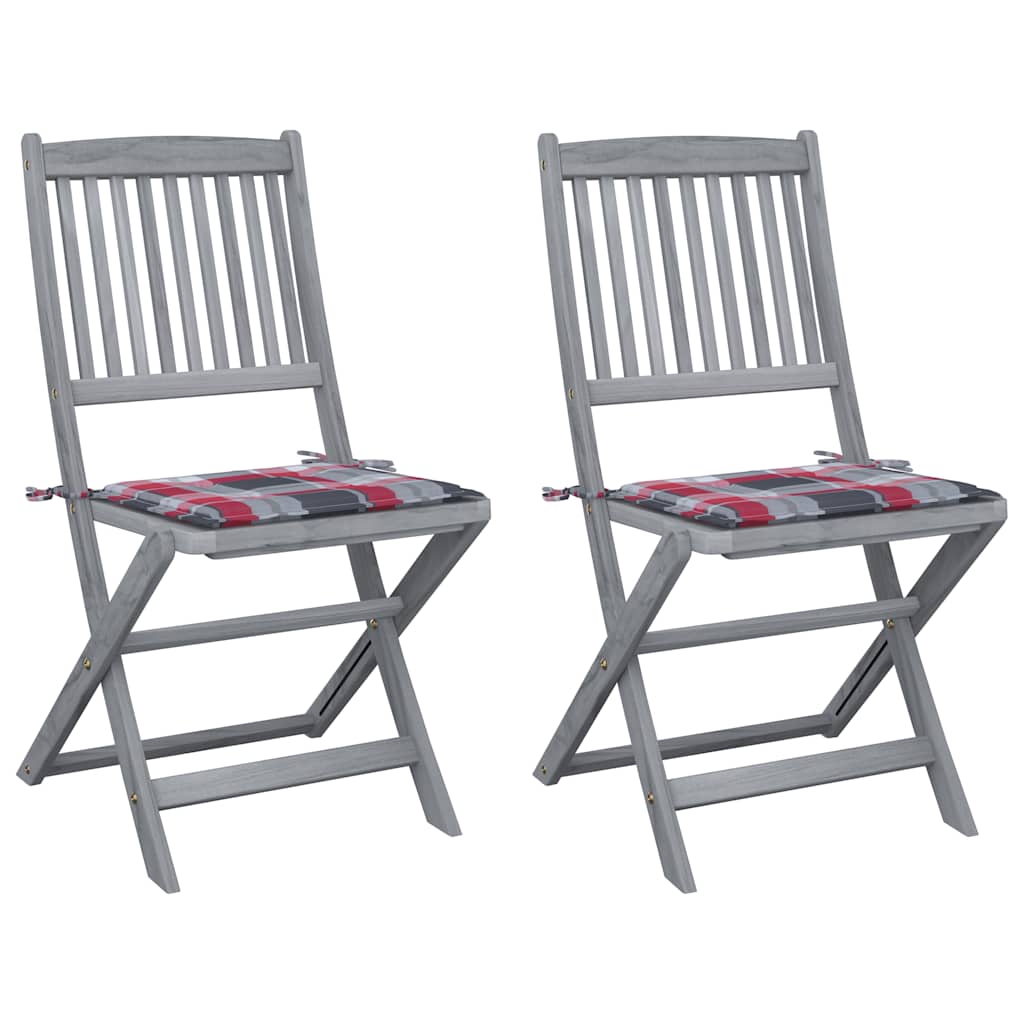 Vidaxl tuinstoelen 2 st inklapbaar met kussens massief acaciahout