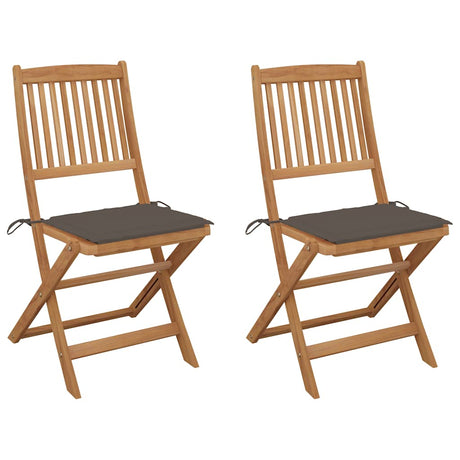 Vidaxl set van 2 klapstoelen met kussens, gemaakt van massief acaciahout.