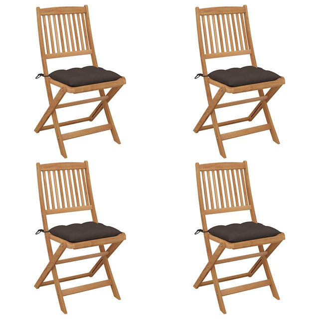 Vidaxl tuinstoelen 4 st inklapbaar met kussens massief acaciahout