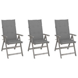 Vidaxl tuinstoelen 3 st verstelbaar met kussens massief acaciahout