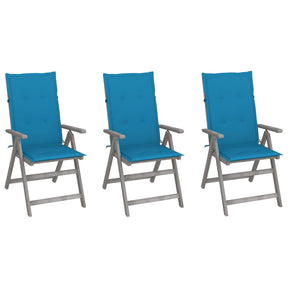 Vidaxl tuinstoelen 3 st verstelbaar met kussens massief acaciahout