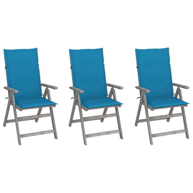 Vidaxl tuinstoelen 3 st verstelbaar met kussens massief acaciahout
