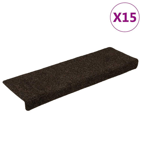 Maty schodowe VidaXL samoprzylepne 15 sztuk 65x21x4 cm ciemnobrązowy prostokątny brzeg