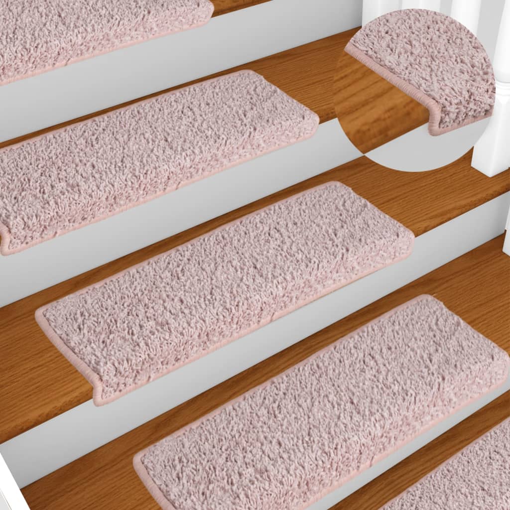 Maty schodowe Vidaxx 15 szt. 65x21x4 cm jasnoróżowe z prostokątną krawędzią