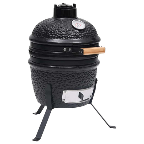 Vidaxl kamado grilla 2-w-1 56 cm ceramiczna czarna
