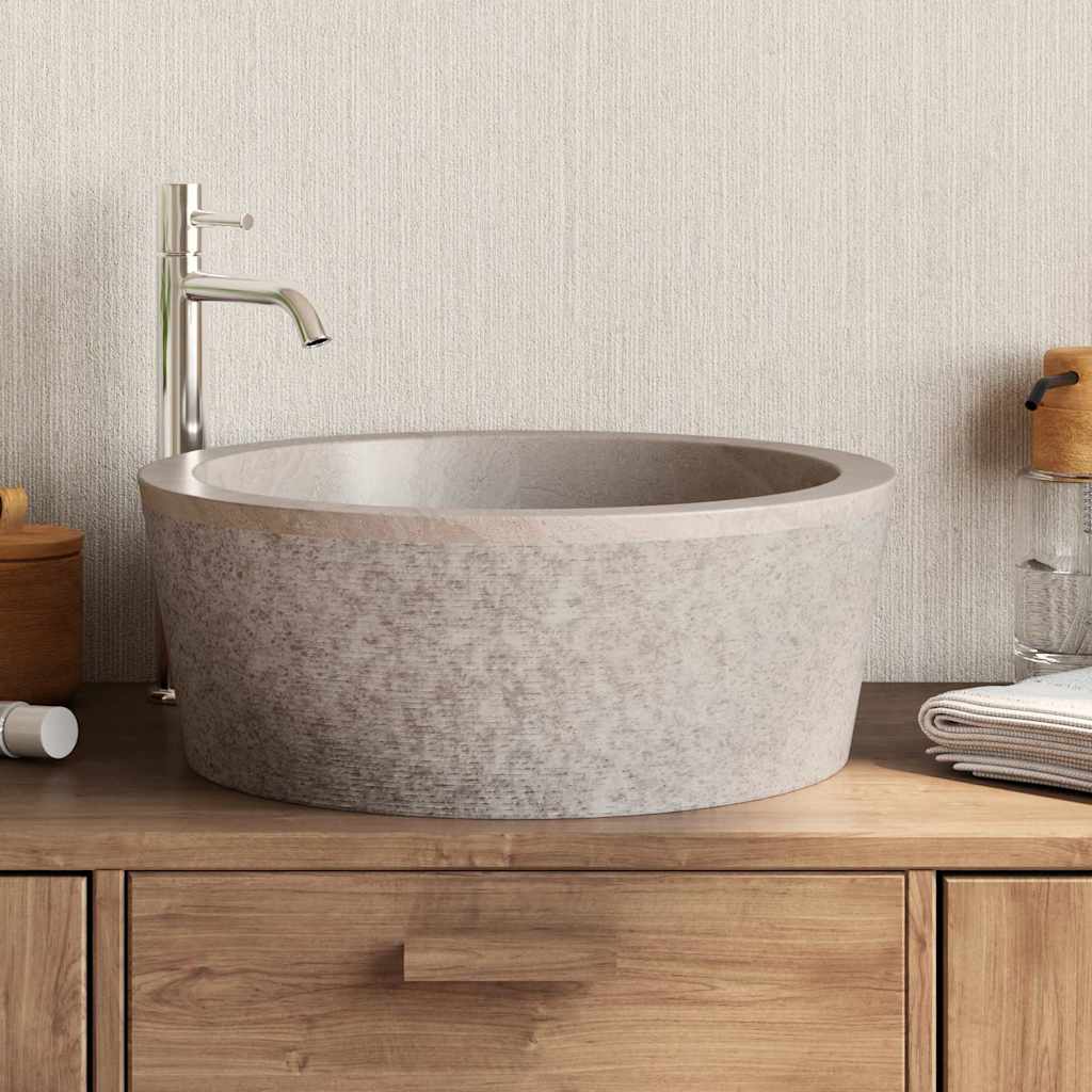Vidaxl zlew Ø40x15 cm marmurowy szary