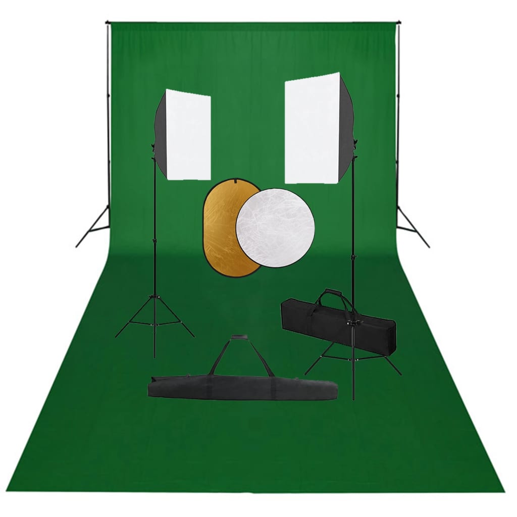 Vidaxl Photo Studio zestaw z lampami softbox, tłem i reflektorem