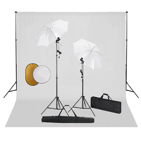 Zestaw do studia fotograficznego Vidaxl z lampami, parasolami, tłem i reflektorem