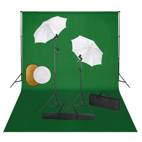 Zestaw do studia fotograficznego Vidaxl z lampami, parasolami, tłem i reflektorem