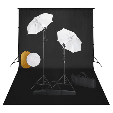 Zestaw do studia fotograficznego Vidaxl z lampami, parasolami, tłem i reflektorem