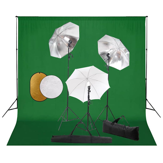 Zestaw do studia fotograficznego Vidaxl z lampami, parasolami, tłem i reflektorem