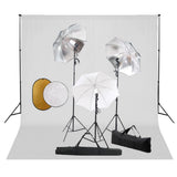 Zestaw do studia fotograficznego Vidaxl z lampami, parasolami, tłem i reflektorem