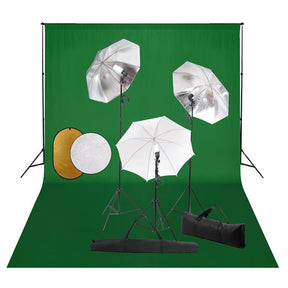 Zestaw do studia fotograficznego Vidaxl z lampami, parasolami, tłem i reflektorem