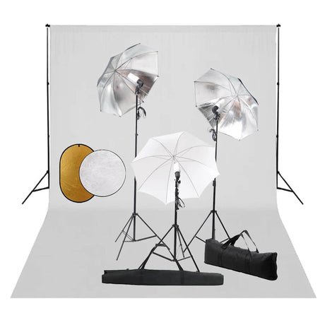 Zestaw do studia fotograficznego Vidaxl z lampami, parasolami, tłem i reflektorem