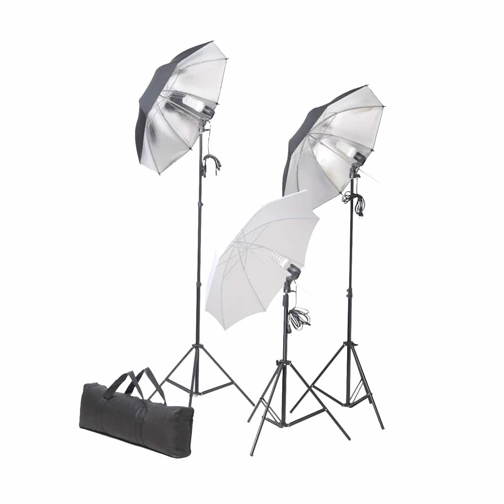 Zestaw do studia fotograficznego Vidaxl z lampami, parasolami, tłem i reflektorem
