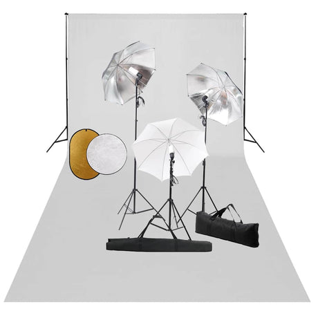 Zestaw do studia fotograficznego Vidaxl z lampami, parasolami, tłem i reflektorem