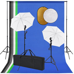 Zestaw do studia fotograficznego Vidaxl z lampami, parasolami, tłem i reflektorem