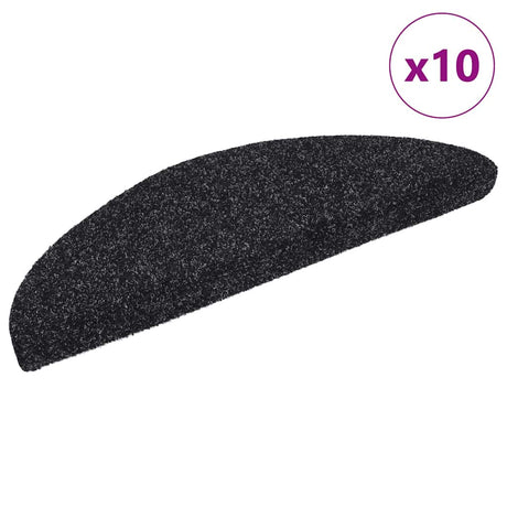 Maty schodów vidaxl Self -adhezyjne 10 sztuk 56x17x3 cm czarna półkula