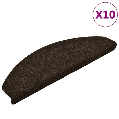 Vidaxl Schody Maty Self -kleby 10 szt. 65x21x4 cm ciemnobrązowe półroczki duże