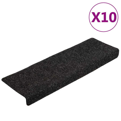 Vidaxl Schody Maty Self -adhezyjne 10 sztuk 65x21x4 cm Czarna prostokątna krawędź