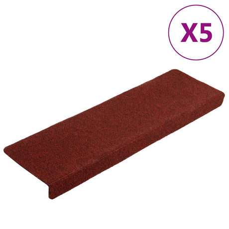 Vidaxl Schody Maty Self -adhezyjne 5 sztuk 65x21x4 cm Bordeaux Czerwona prostokątna krawędź