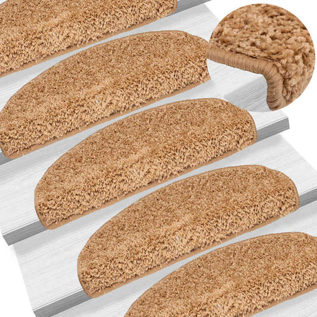 VidaXL Maty schodowe 10 szt. 65x21x4 cm beżowe półokrągłe duże