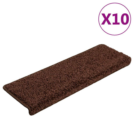 VidaXL maty na schody 10 szt. 65x21x4 cm, brązowa, prostokątna krawędź