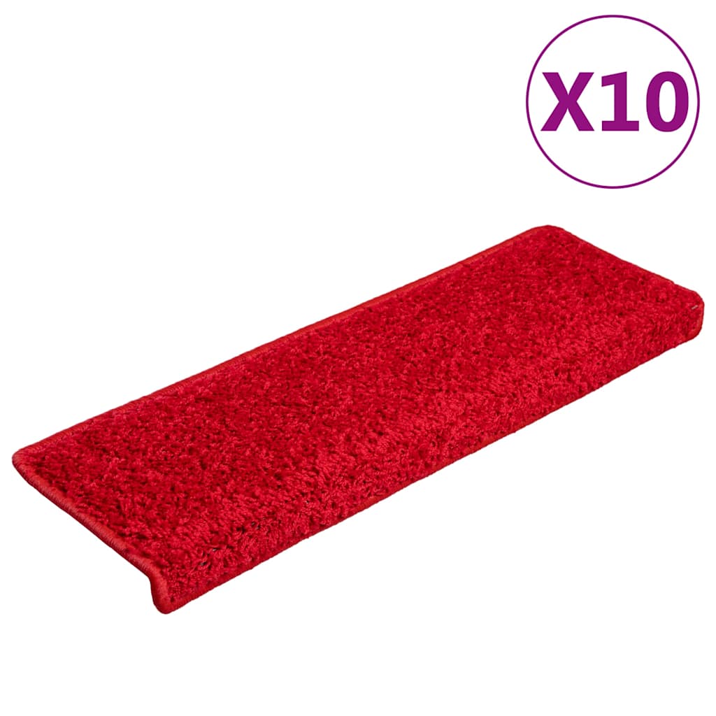 VidaXL maty schodowe 10 szt. 65x21x4 cm, czerwone, prostokątne