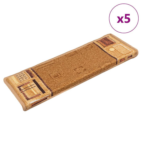 Maty na schody VidaXL samoprzylepne 5 szt. 65x21x4 cm beżowe
